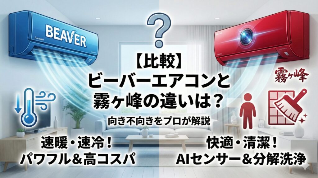 アイキャッチ画像（【比較】ビーバーエアコンと霧ヶ峰の違いは？向き不向きをプロが解説）