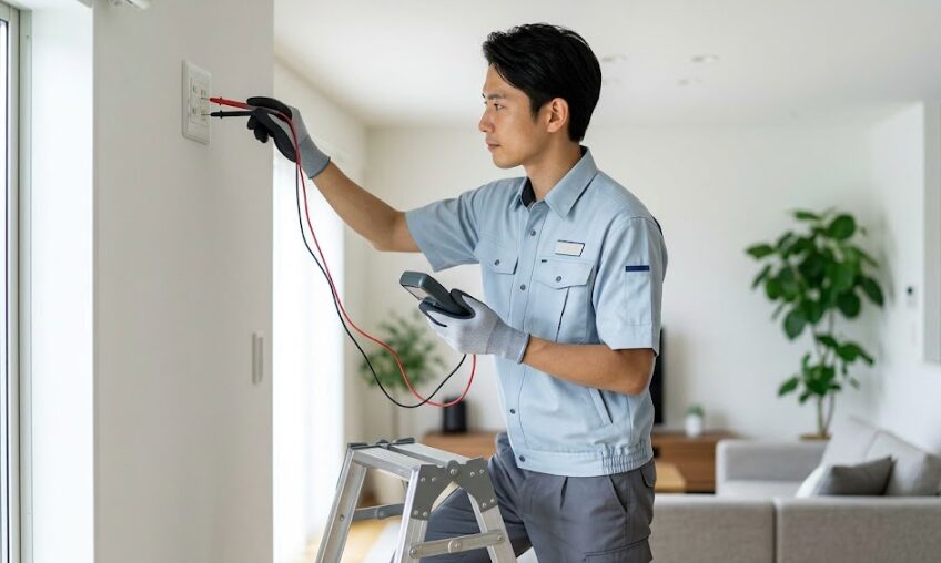 エアコン専用コンセントの電圧と形状を安全に確認するプロの電気工事士