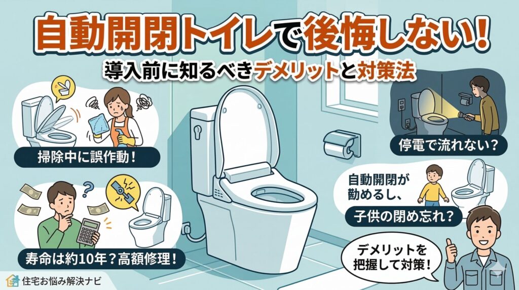 アイキャッチ画像（【必見】トイレの自動開閉で後悔？いらないと感じる理由と解決策まとめ）