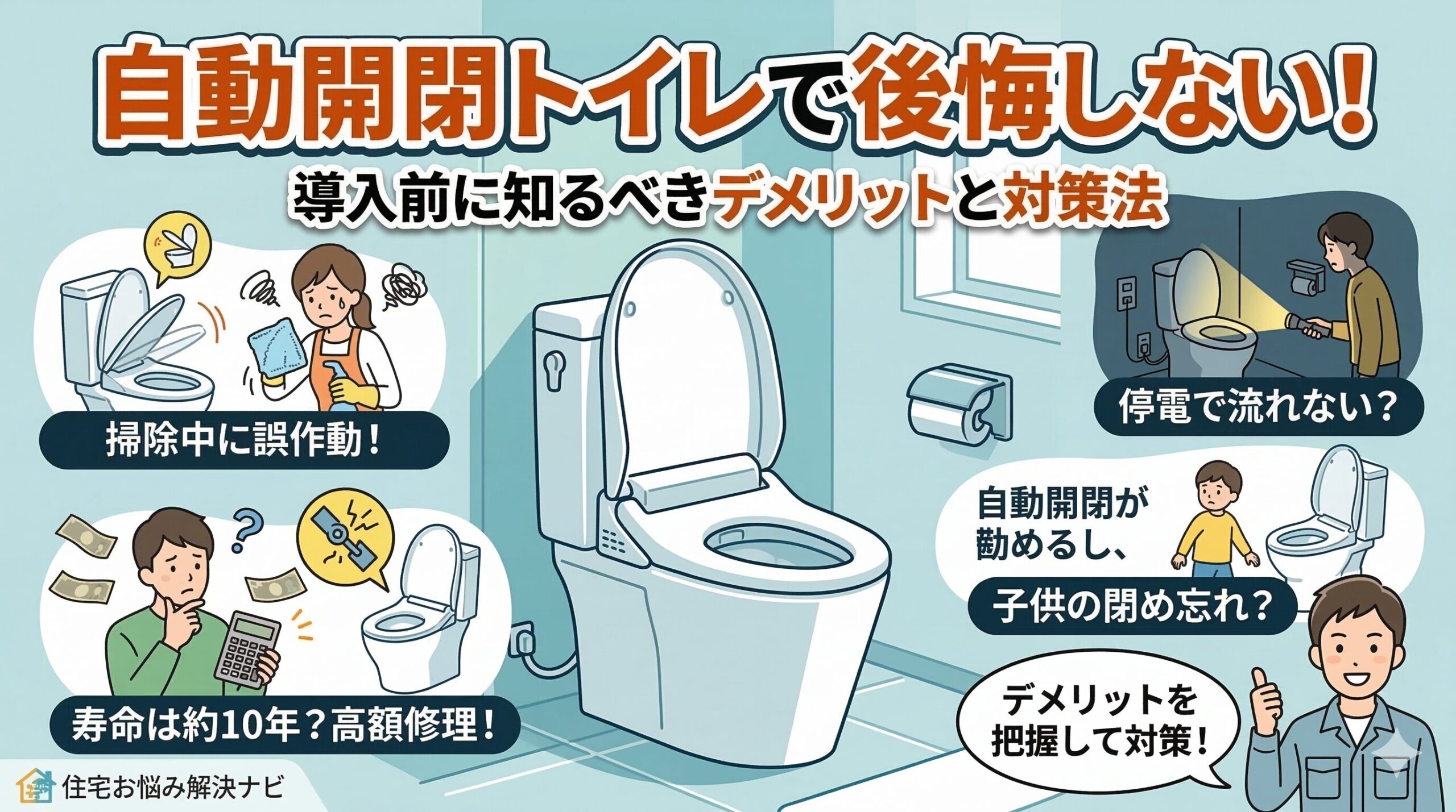 アイキャッチ画像（【必見】トイレの自動開閉で後悔？いらないと感じる理由と解決策まとめ）