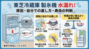 東芝冷蔵庫の製氷機で水漏れ発生！原因と自分で直す方法、寿命の判断