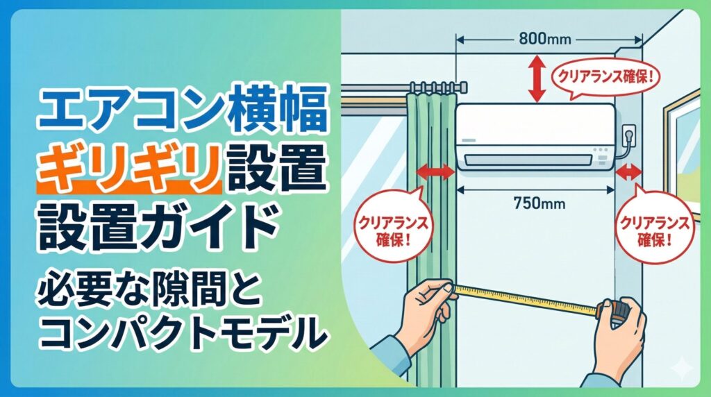 アイキャッチ画像（エアコン横幅ギリギリ【設置ガイド】｜必要な隙間とおすすめ小型モデル）
