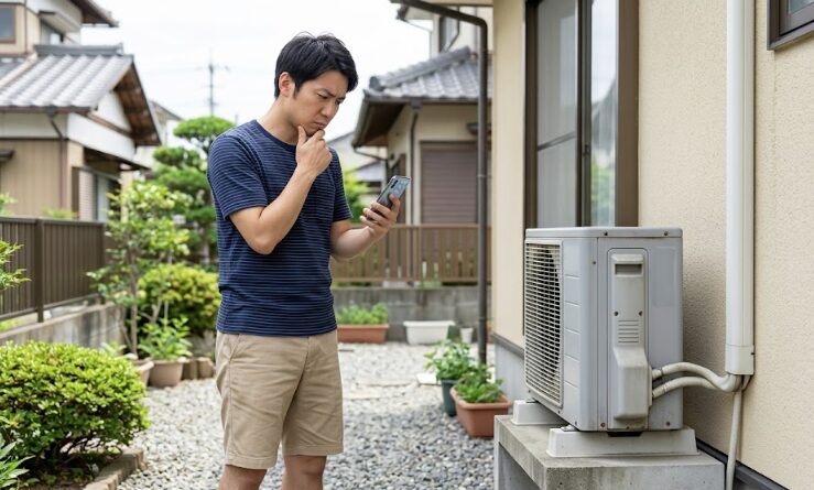 エアコンのポンプダウンを自分でやろうか迷っている男性