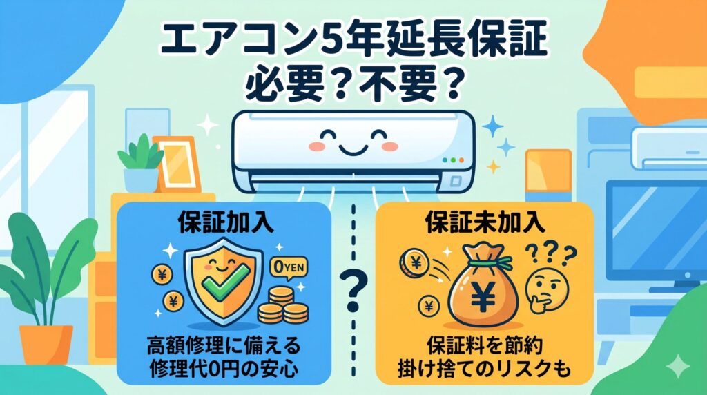 アイキャッチ画像-エアコンの5年延長保証は必要か？修理代と量販店の保証を徹底比較