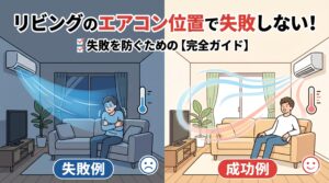 アイキャッチ画像-リビングのエアコン位置で失敗しない！失敗を防ぐための【完全ガイド】