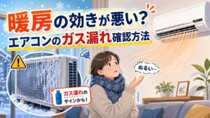 アイキャッチ画像-暖房の効きが悪い？エアコンのガス漏れ確認方法と放置する危険