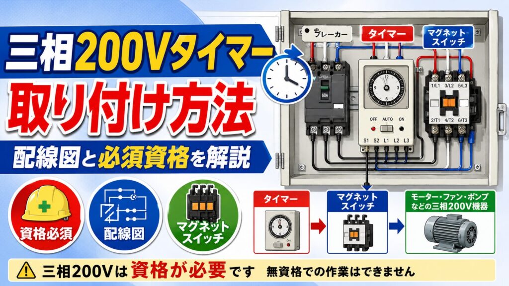 アイキャッチ画像-三相200Vタイマー取り付け方法！マグネットの必要性と配線図