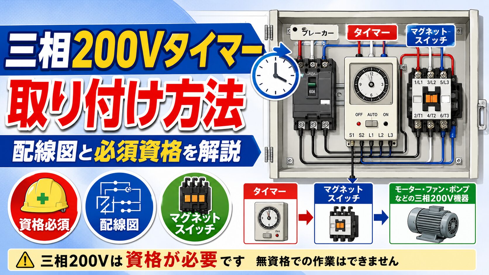 アイキャッチ画像-三相200Vタイマー取り付け方法！マグネットの必要性と配線図