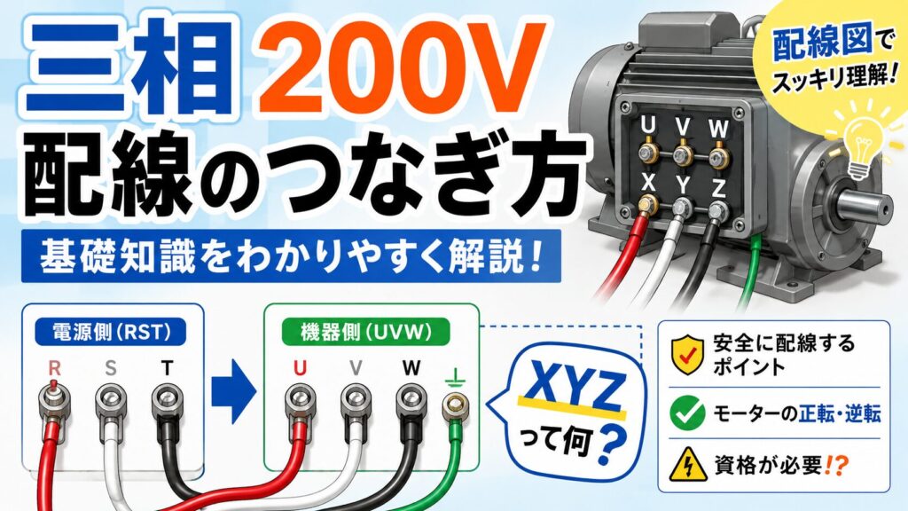 アイキャッチ画像-三相200V配線のつなぎ方と基礎知識！謎の記号xyzの正体も解説