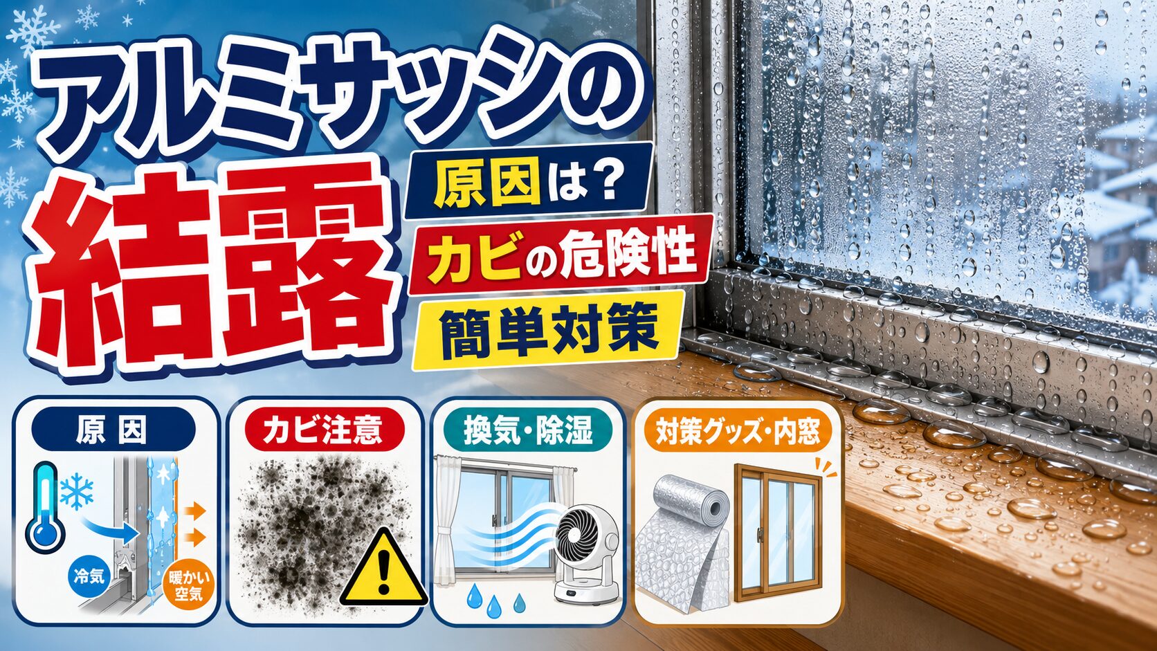 アルミサッシの結露がひどい原因は？カビの危険性と簡単対策