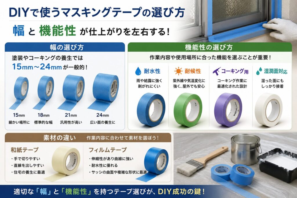 用途に合ったテープの幅と機能性