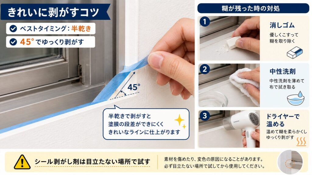 きれいに剥がすコツと糊が残った時の対処