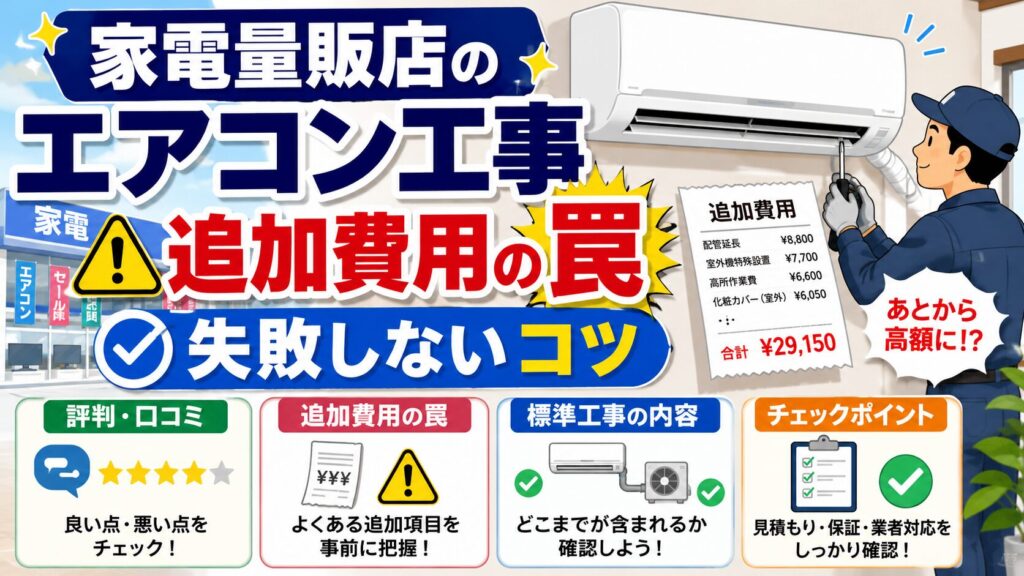 家電量販店のエアコン工事の評判は？追加費用の罠と失敗しないコツ