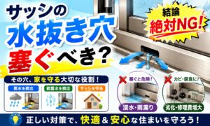 サッシの水抜き穴は塞ぐべき？絶対NGな理由とプロの虫・音対策