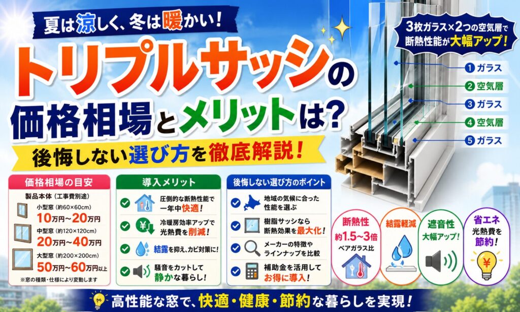 トリプルサッシの価格相場とメリットは？後悔しない選び方