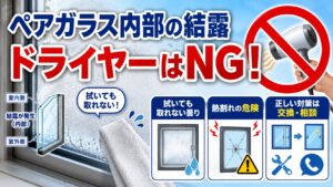 ペアガラス内部の結露にドライヤーはNG！プロが教える本当の対策
