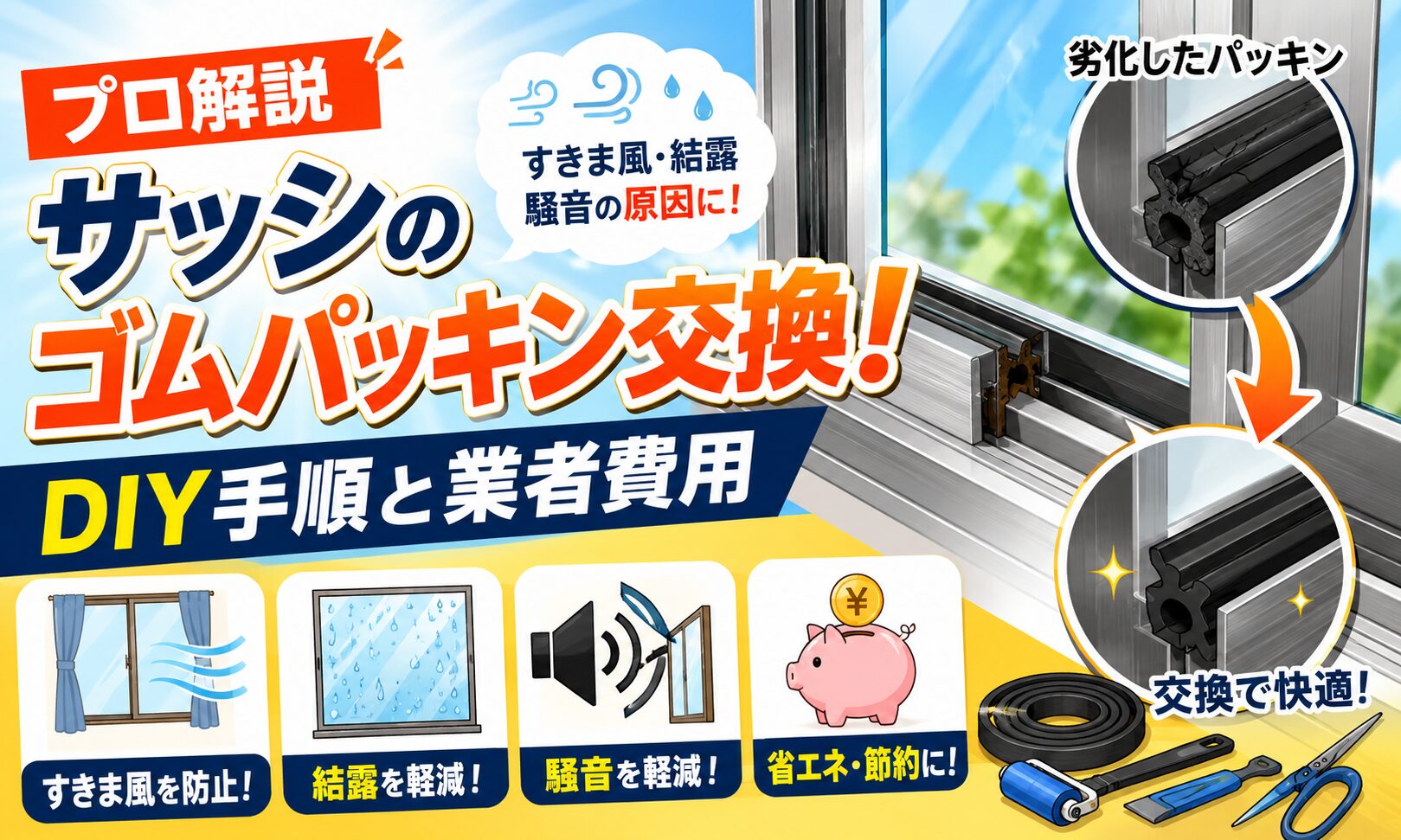 プロ解説】サッシのゴムパッキン交換！DIY手順と業者費用