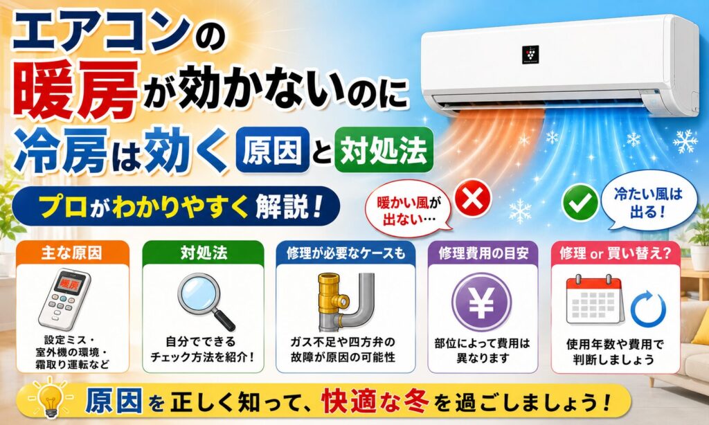 【プロ解説】エアコン｜暖房が効かないのに冷房は効く原因と対処法