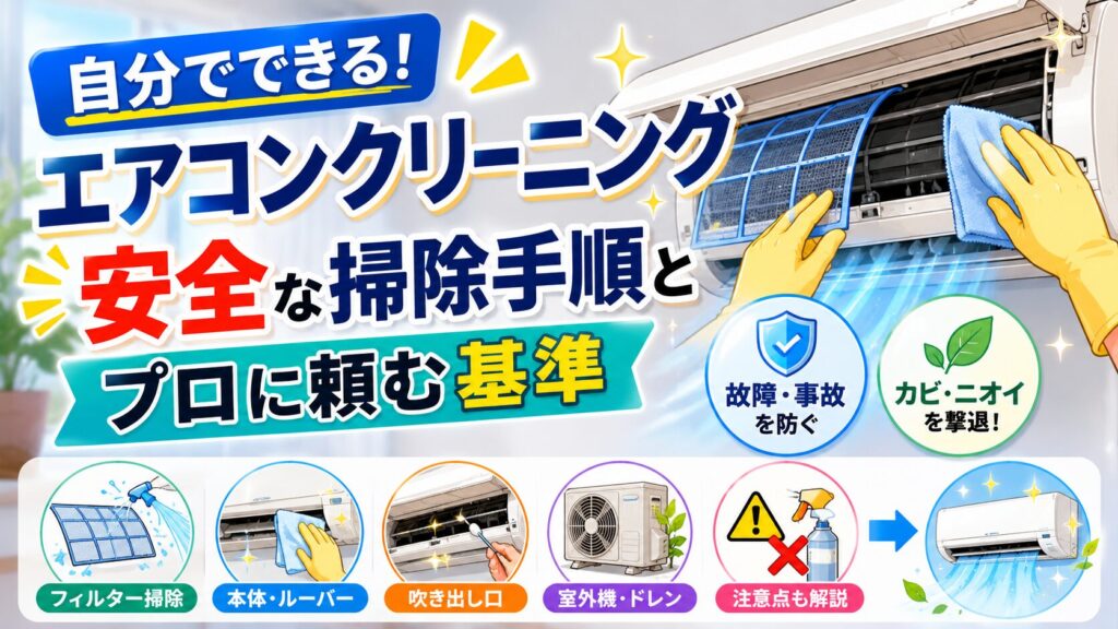 自分でエアコンクリーニング！安全な掃除手順とプロに頼む基準