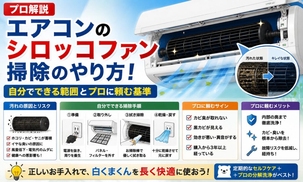 エアコンのシロッコファン掃除のやり方！壊さないコツとNG行動