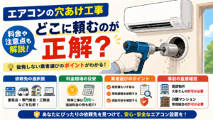 どこに頼む？エアコン穴あけ工事の追加料金を防ぐ業者の選び方