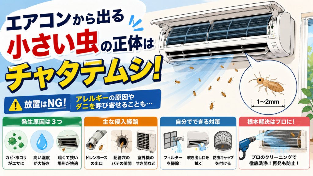 エアコンから虫が！正体はチャタテムシ？原因と自分でできる駆除法