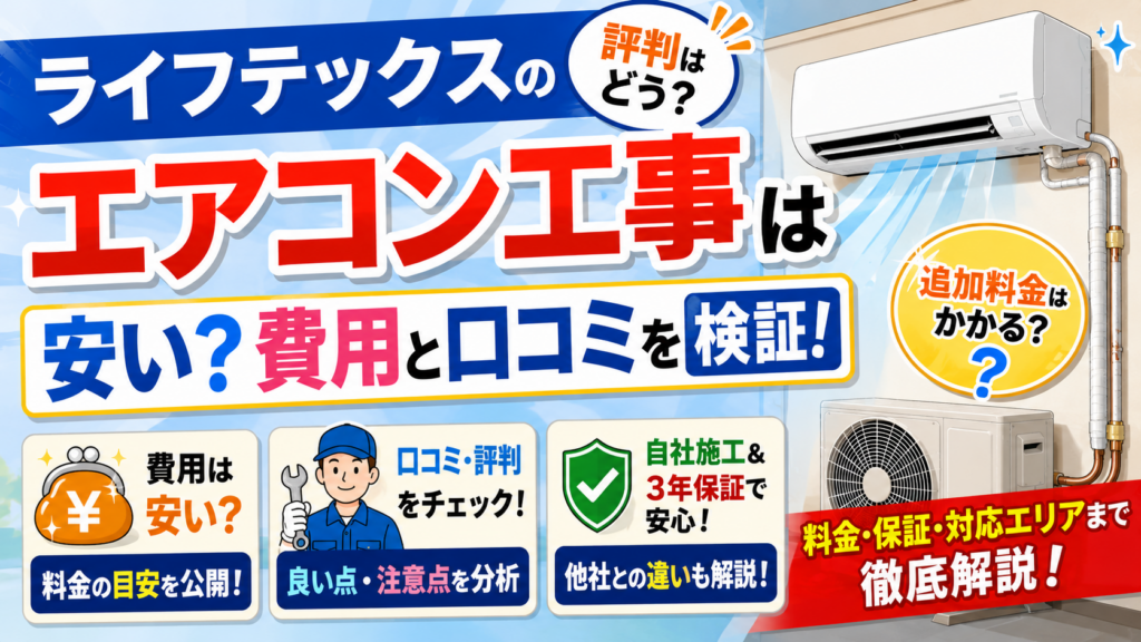 【評判】ライフテックスのエアコン工事は安い？費用と口コミを検証