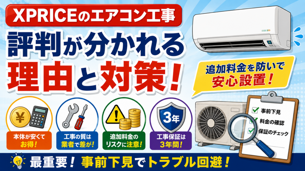 XPRICEのエアコン工事！評判が分かれる理由と追加料金の防ぎ方