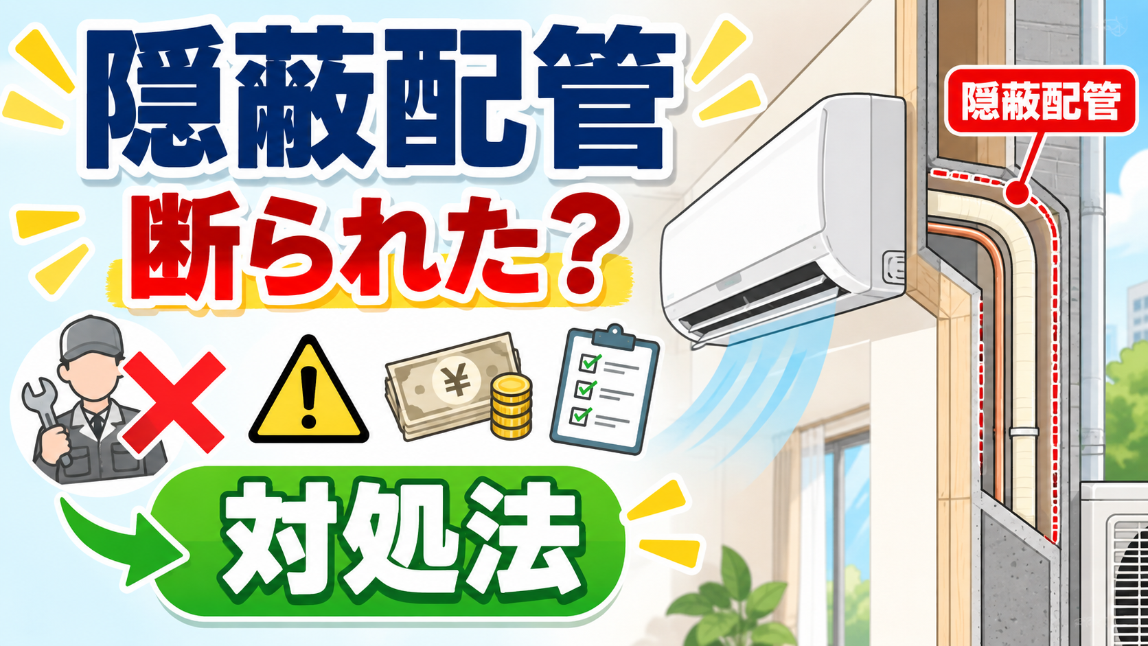 エアコン取り付けで隠蔽配管と言われたら！原因と対処法まとめ